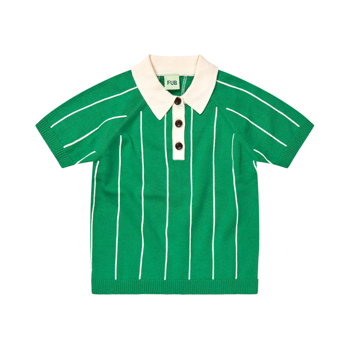 1325-STRIPED POLO-Basil/Ecru