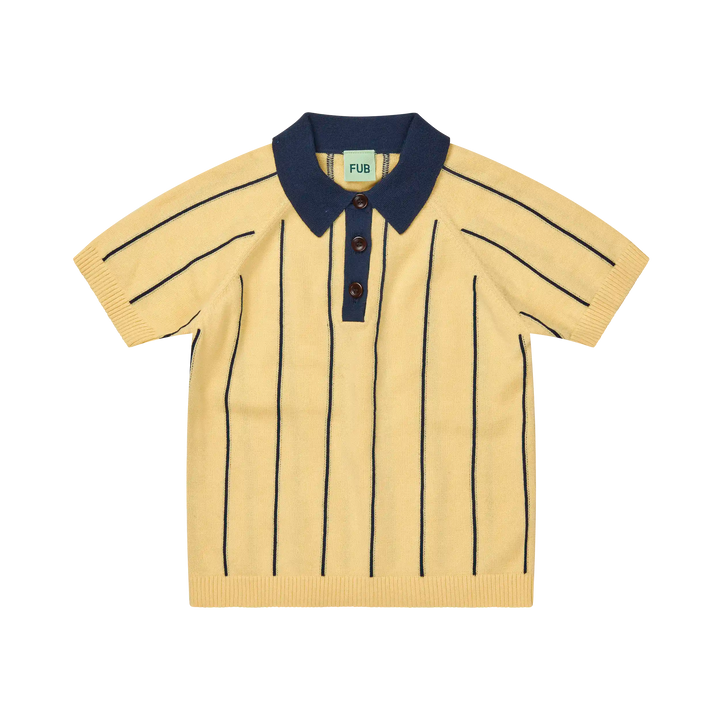 1325-STRIPED POLO-Vanilla/Dark Navy