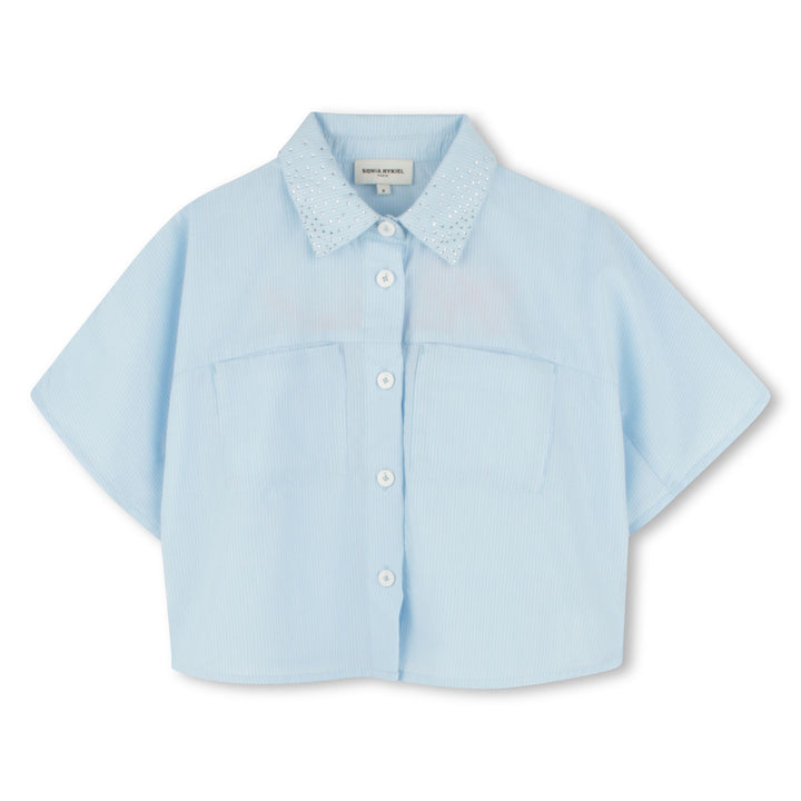 A00302-MINI ME COTTON SHIRT-White/Blue