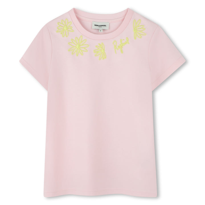 A00312-DAISIES EMBROIDERY LOGO TEE-Pale Pink