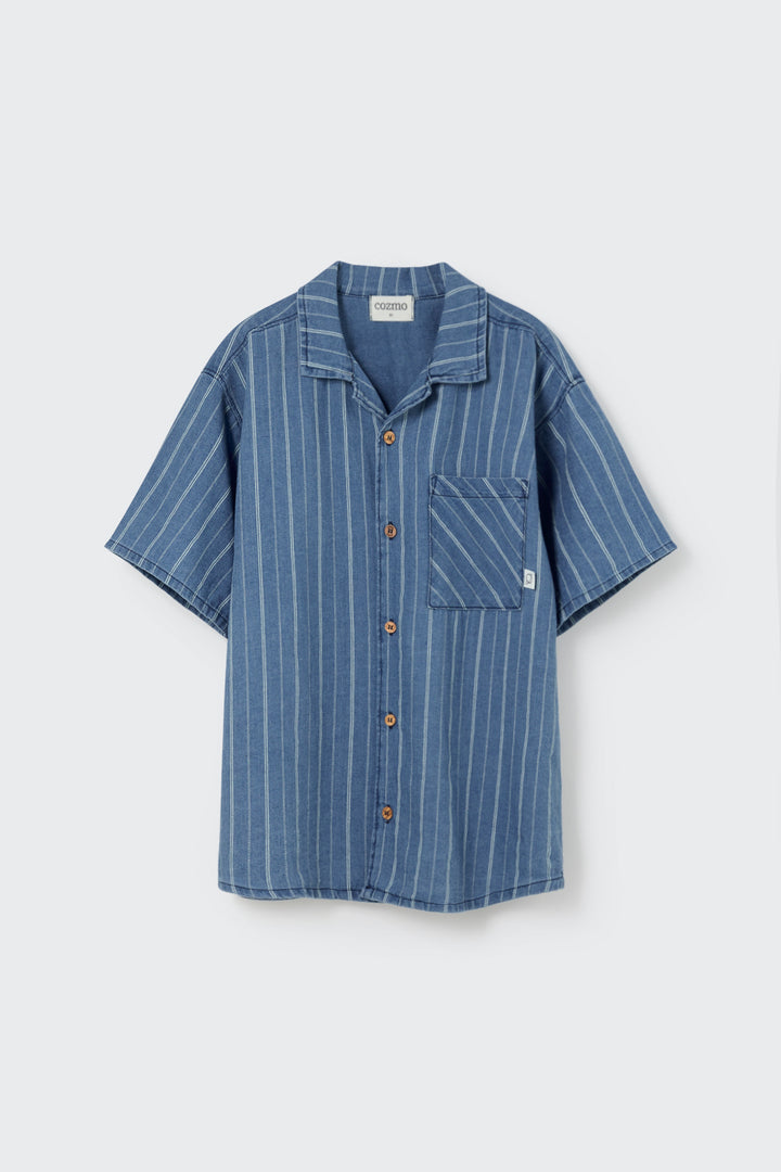 ABELK219S5-STRIPED DENIM SHIRT-blue