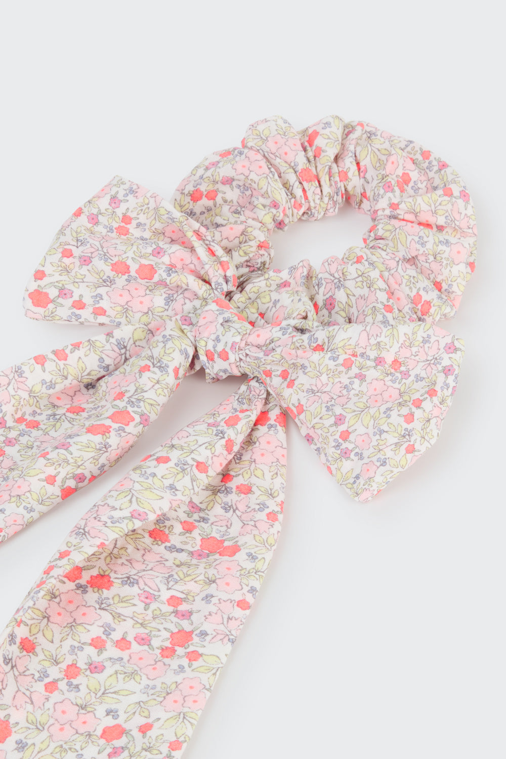 BOWK272S5-ORGANIC FLORAL SCRUNCHIE-neon coral