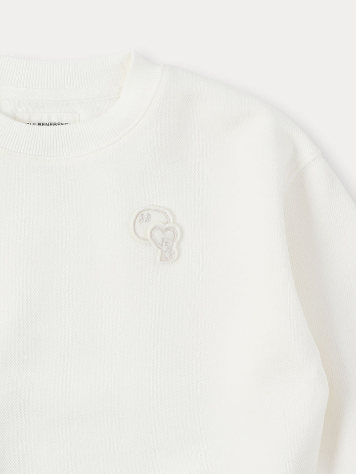 BENEBENE PIQUE SWEATSHIRT-ivory