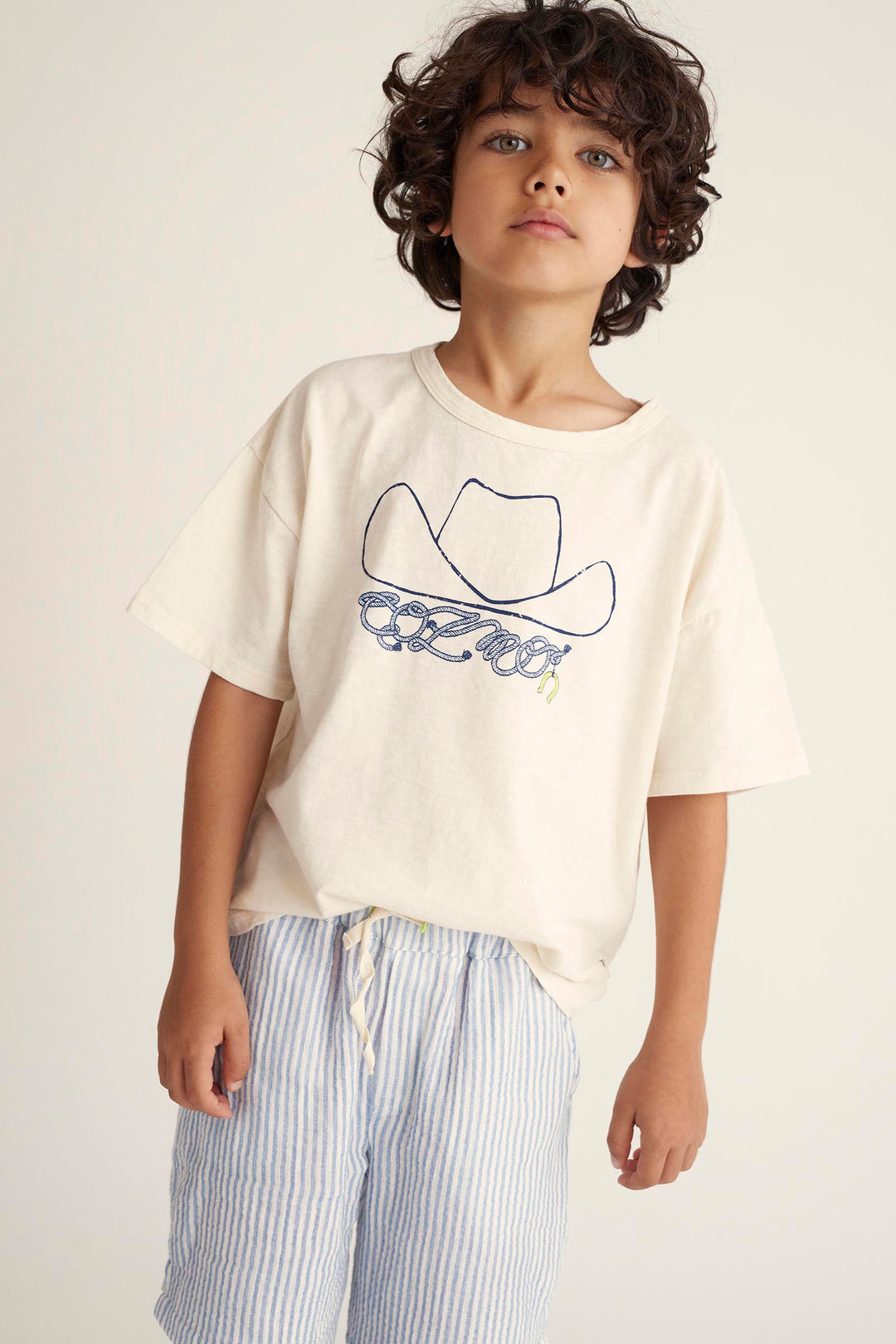 JONK280S5-ORGANIC SLUB PRINT T-SHIRT HAT-Ivory