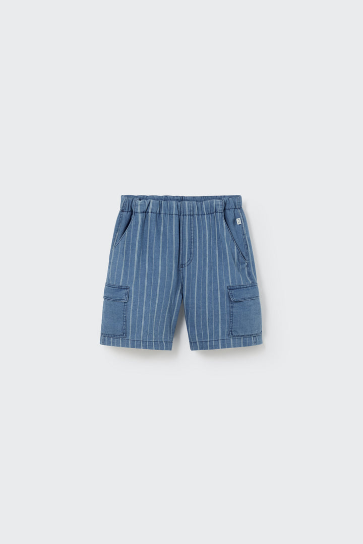 LEONK219S5-STRIPED DENIM BERMUDA SHORTS-blue