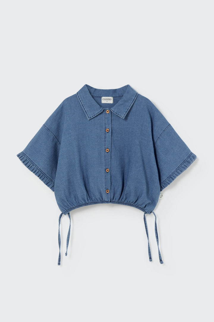 LUAK207S5-TWILL DENIM BLOUSE-blue