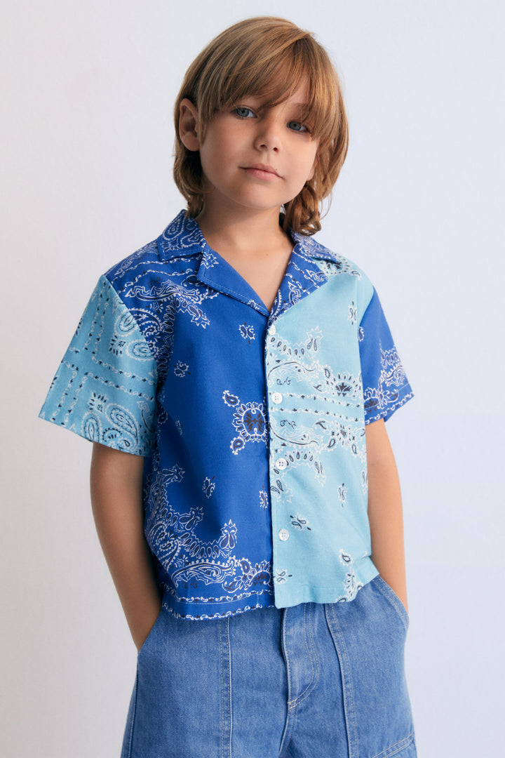 MILETO BOY SHIRT-Bandana Cobalto Milkyblue