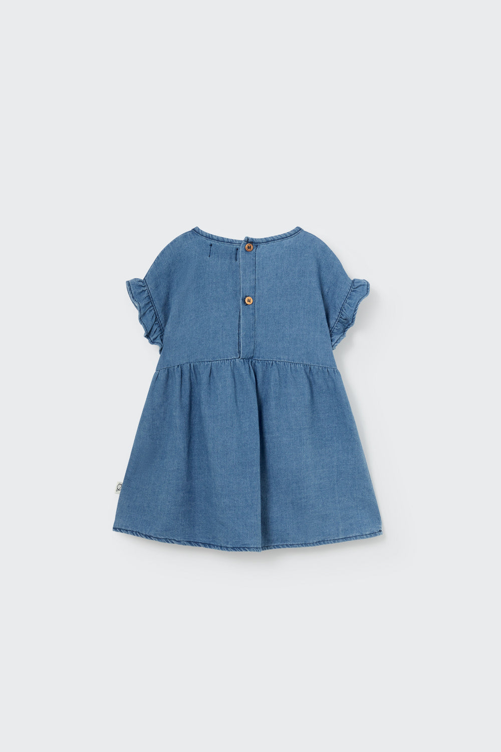 SARAH207S5-TWILL DENIM BABY DRESS-blue