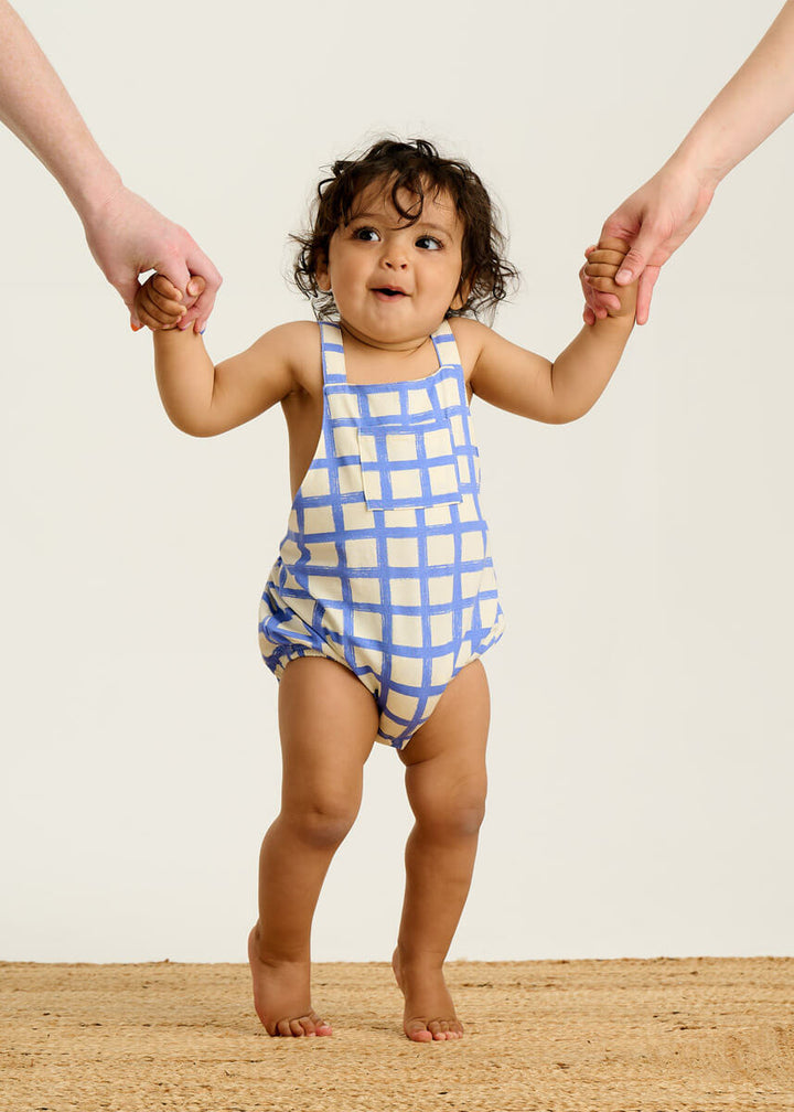 SCOOTER 3614-BUBBLE ROMPER-BLUE CHECKER