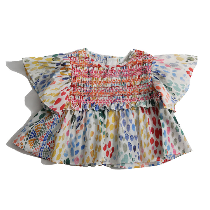 TP98S/SR33S-BABY SOFIA SMOCKED BLOUSE/BLOOMER SET-Rainbow