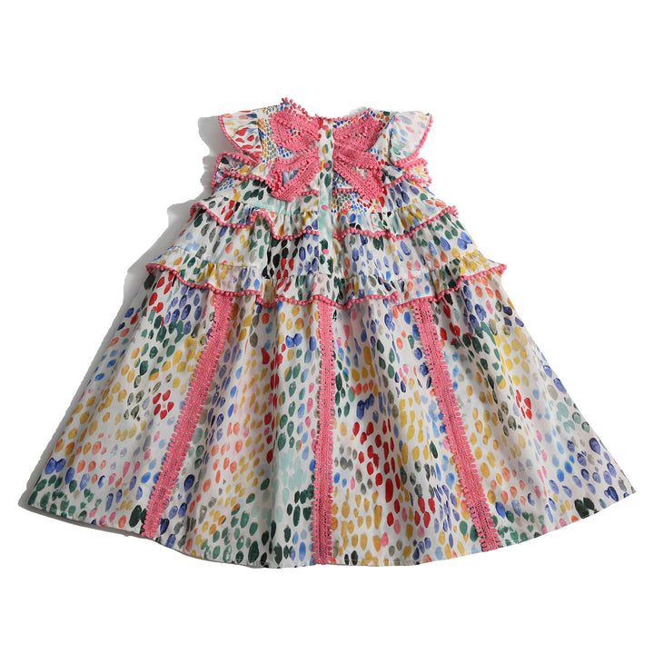 G-DR287-PEARL DROPPED WAIST FROCK-Rainbow