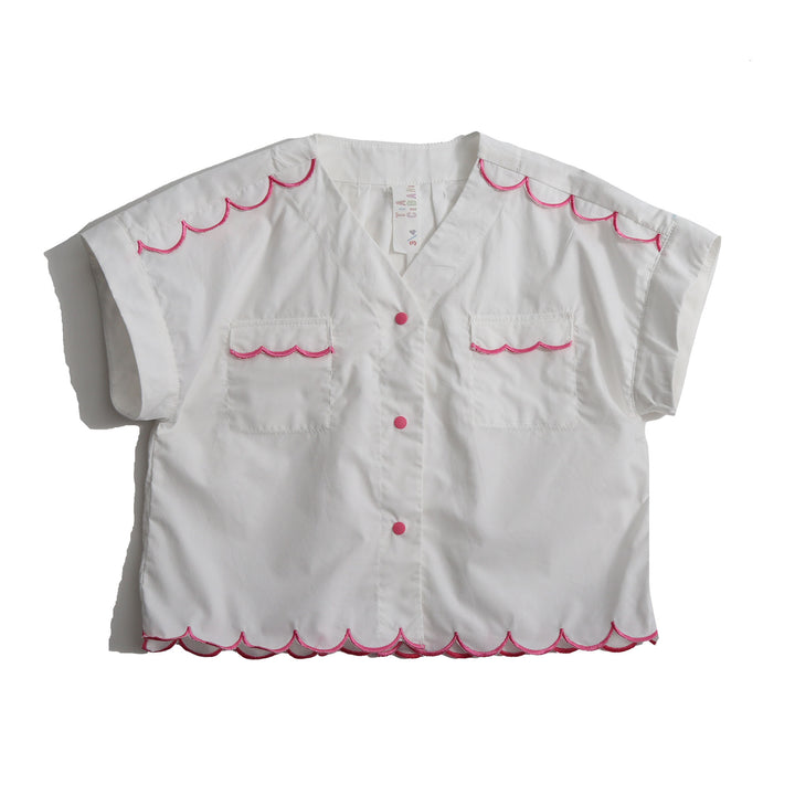 TP190S-LAUREL SCALLOPED SUMMER BLOUSE-SUGAR