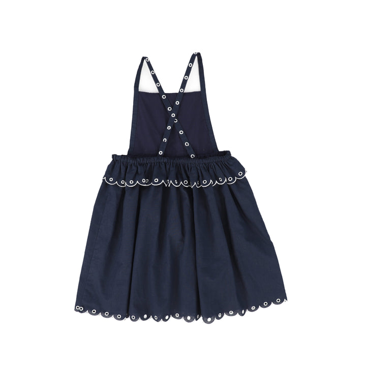 C-17437-Scallop Eyelet Dress -Navy