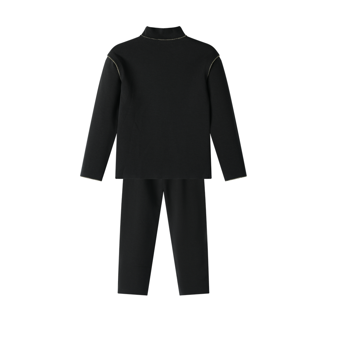 TURTLENECK BOYS 2 PC SET-BLACK