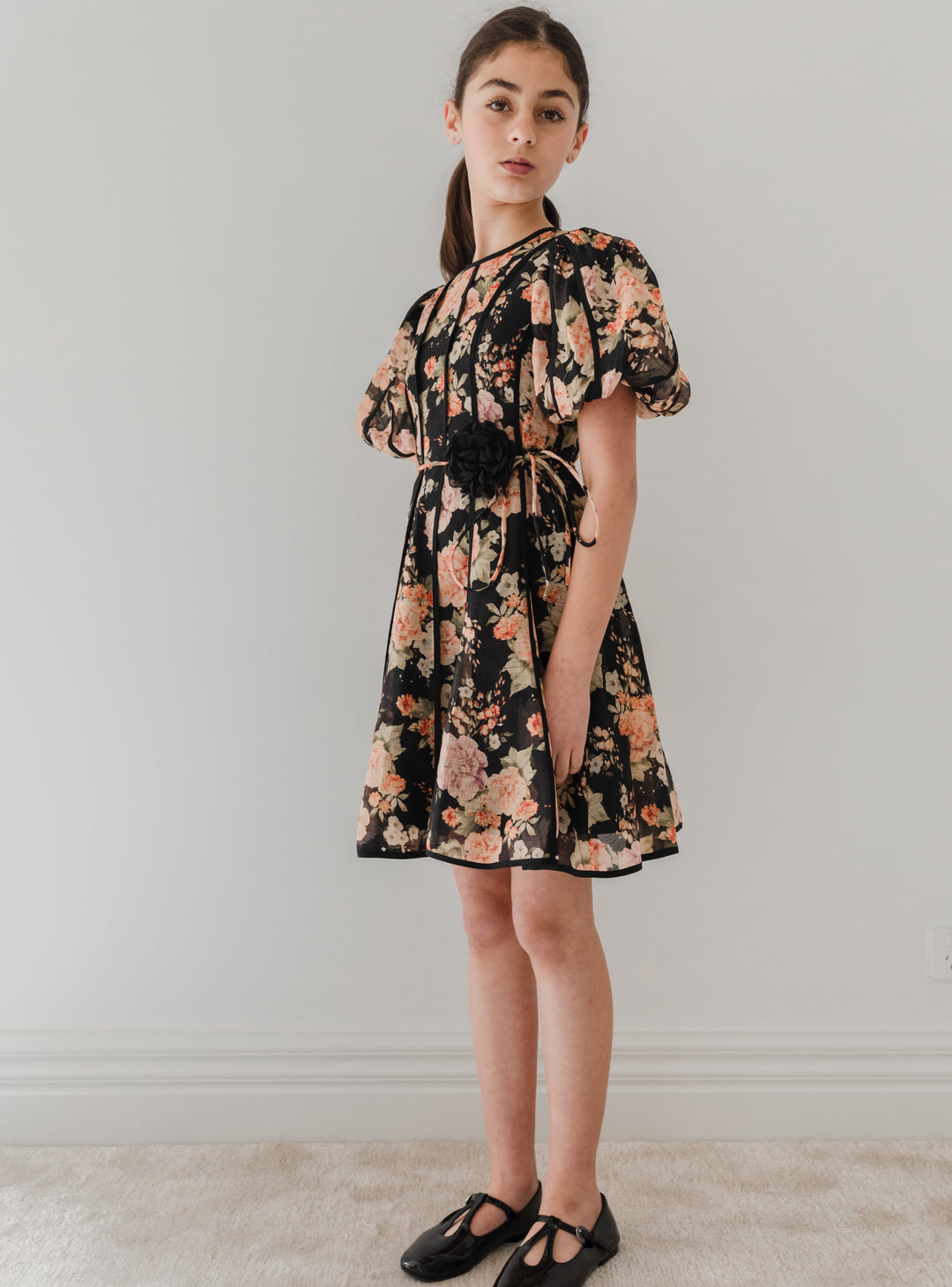 1234-Linen Panel Dress-Vintage Bloom Print