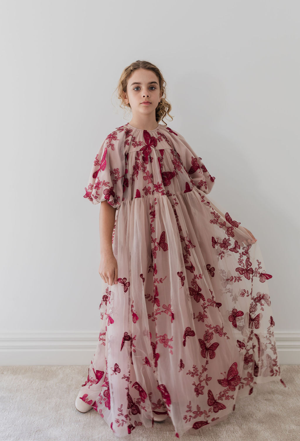 1249 GOWN-Burgundy Butterfly-Mauve/Burgundy