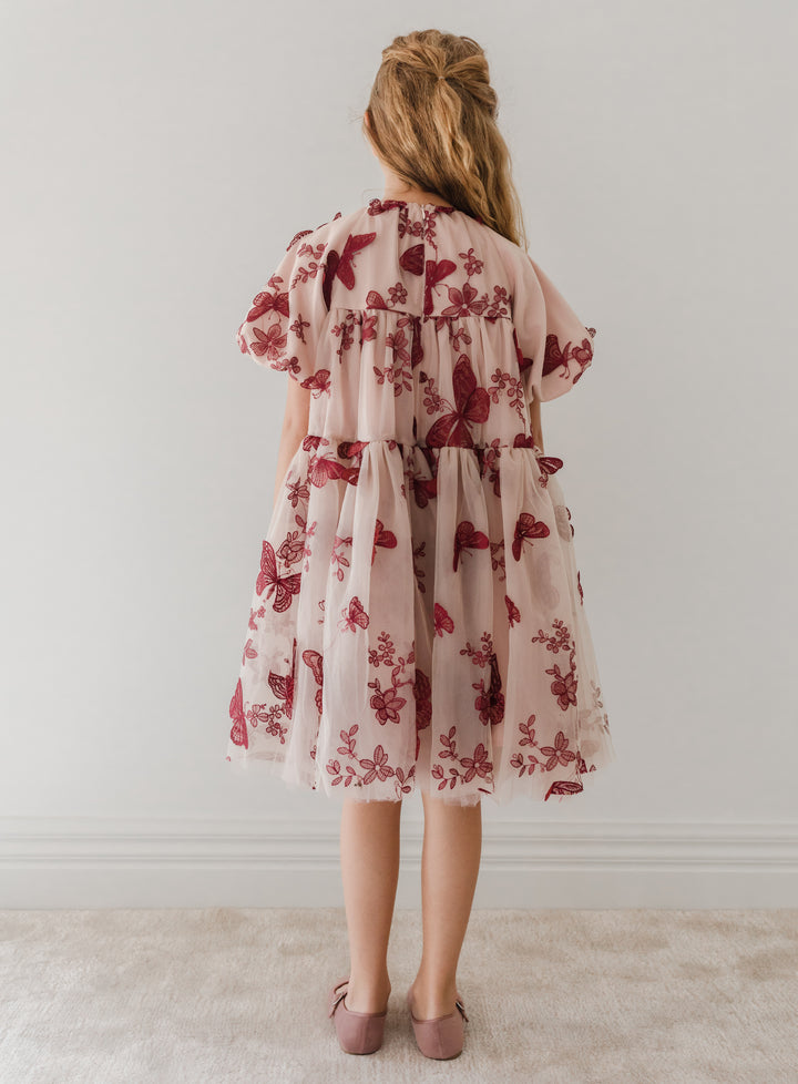 1249 Dress-Burgundy Butterfly-Mauve/Burgundy