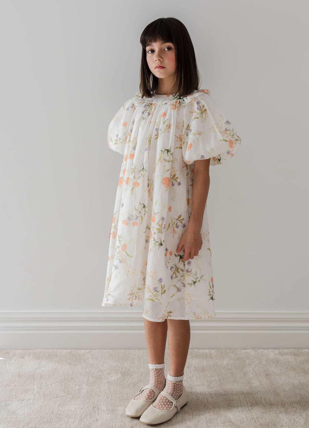 1262-S/S Summer Bouquet Smock Dress-Summer Bouquet Print