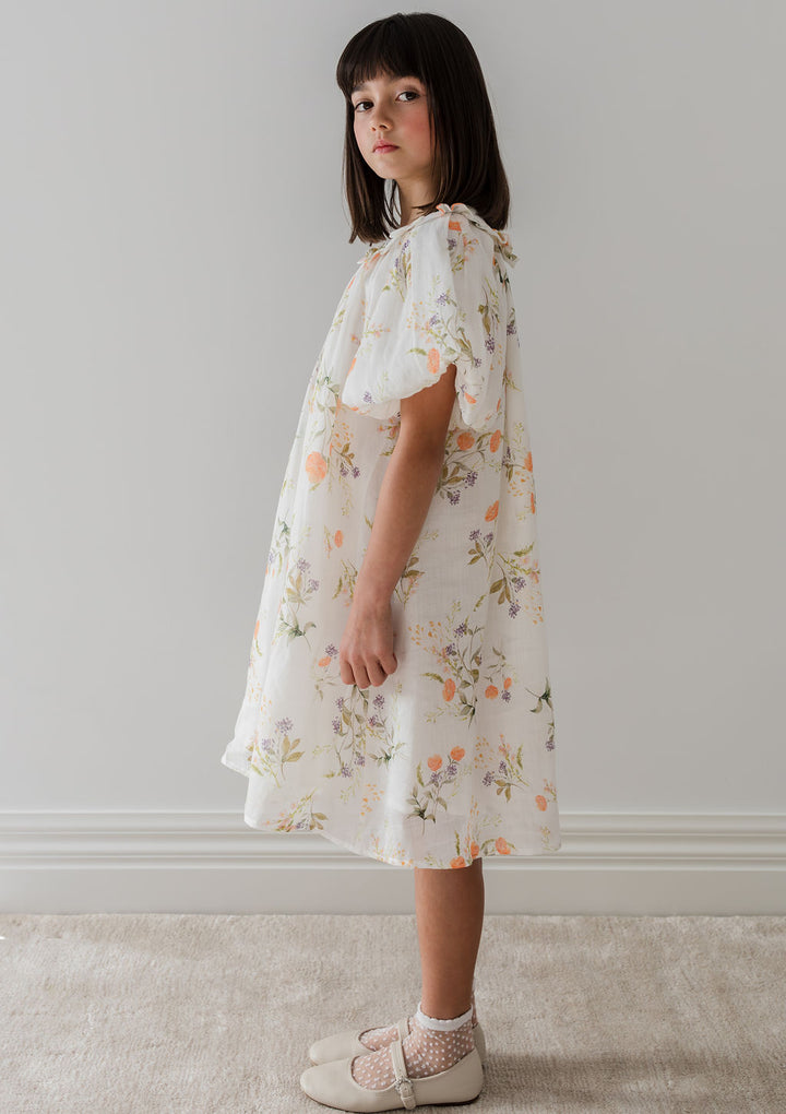 1262-S/S Summer Bouquet Smock Dress-Summer Bouquet Print