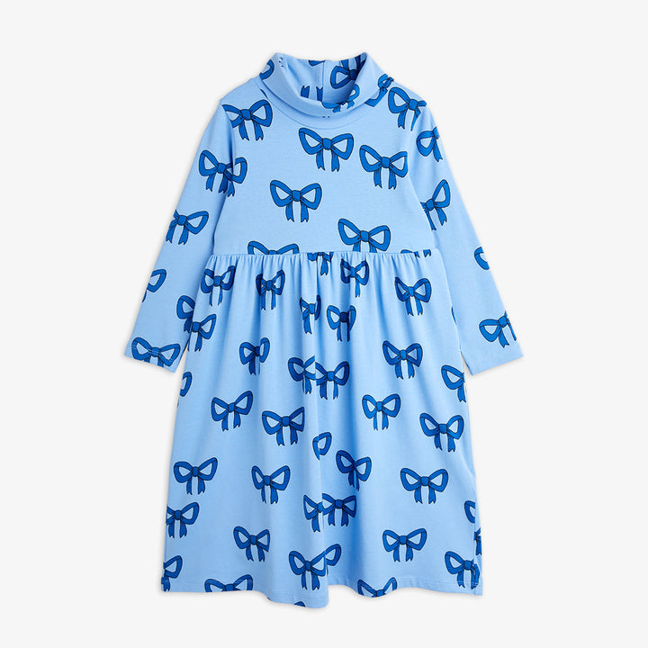 BOW AOP LS DRESS-Blue