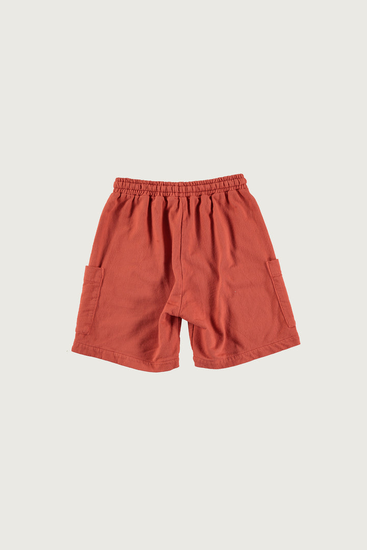 S014-RED SWEATSHIRT SHORTS-Burnt Sahara