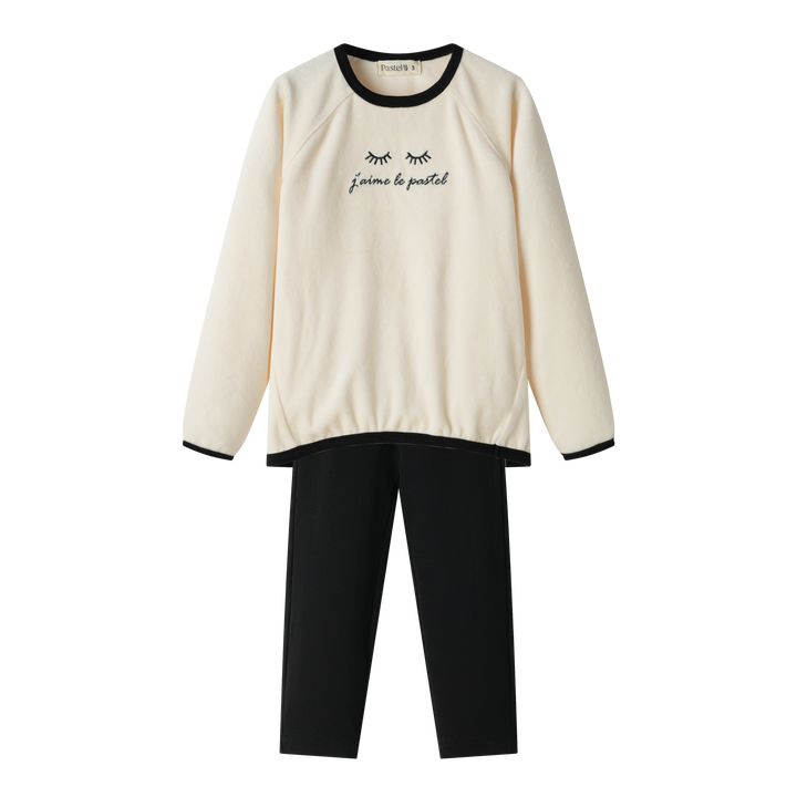 JAIME LE PASTEL VELOUR PAJAMA-CREAM COLORBLOCK