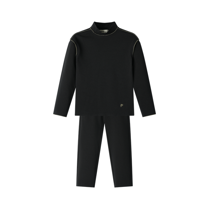 TURTLENECK BOYS 2 PC SET-BLACK