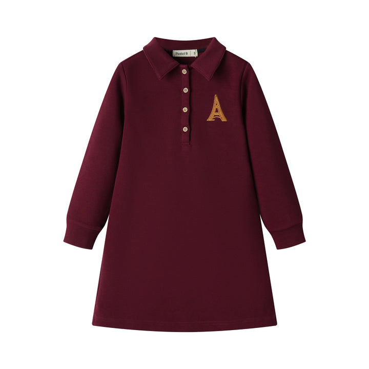 EIFFEL TOWER POLO DRESS-BURGUNDY