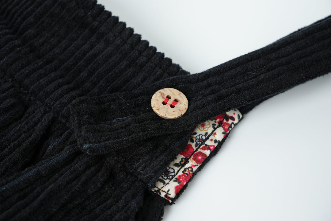 HIGH WAISTED CORDUROY JUMPER-BLACK