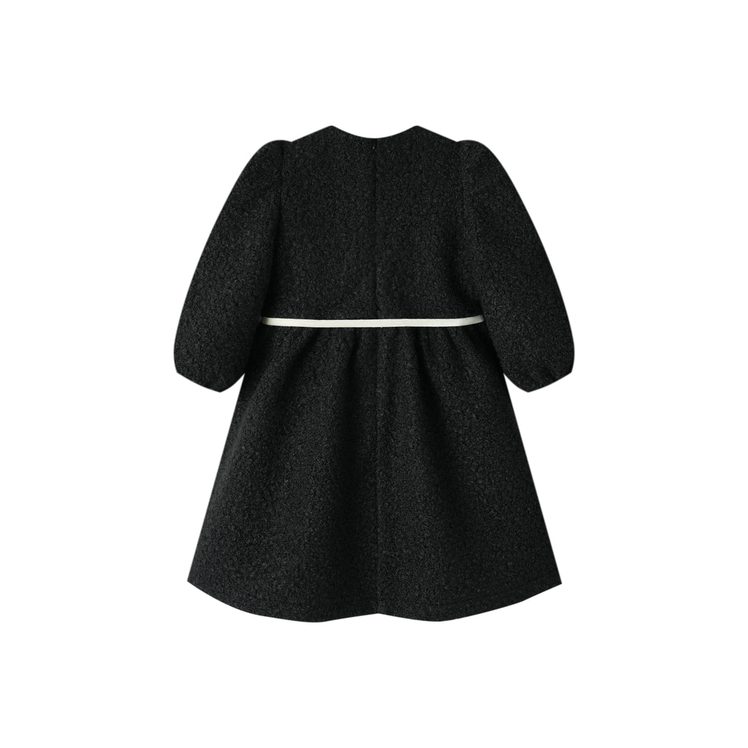 SHERPA DRESS WITH BOW-BLACK