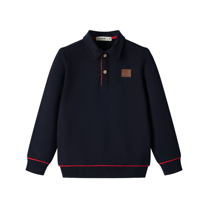 BOYS POLO WITH TRIM-NAVY