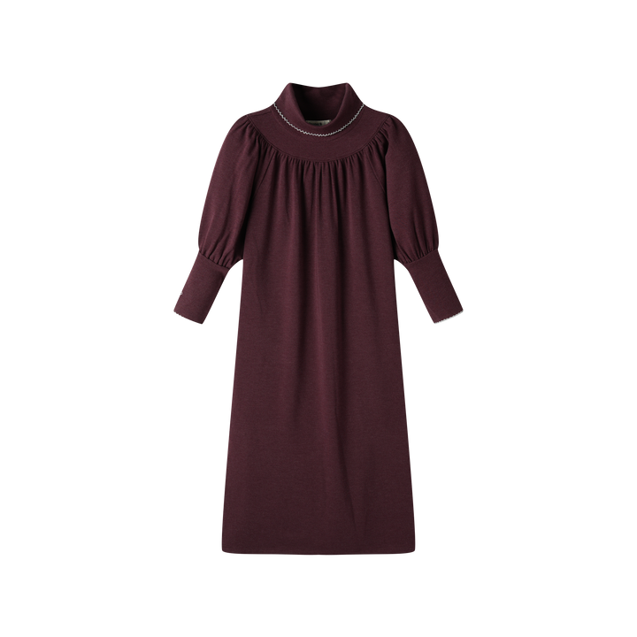 ROUND YOKE MAXI DRESS-MULBERRY