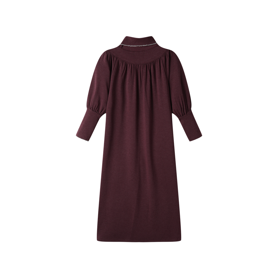 ROUND YOKE MAXI DRESS-MULBERRY