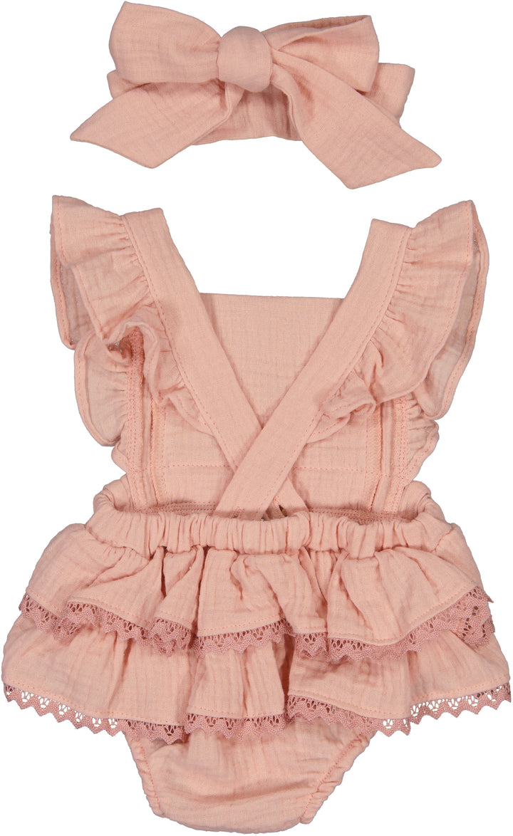 2513- CARMELA GIRL ROMPER-Salmon