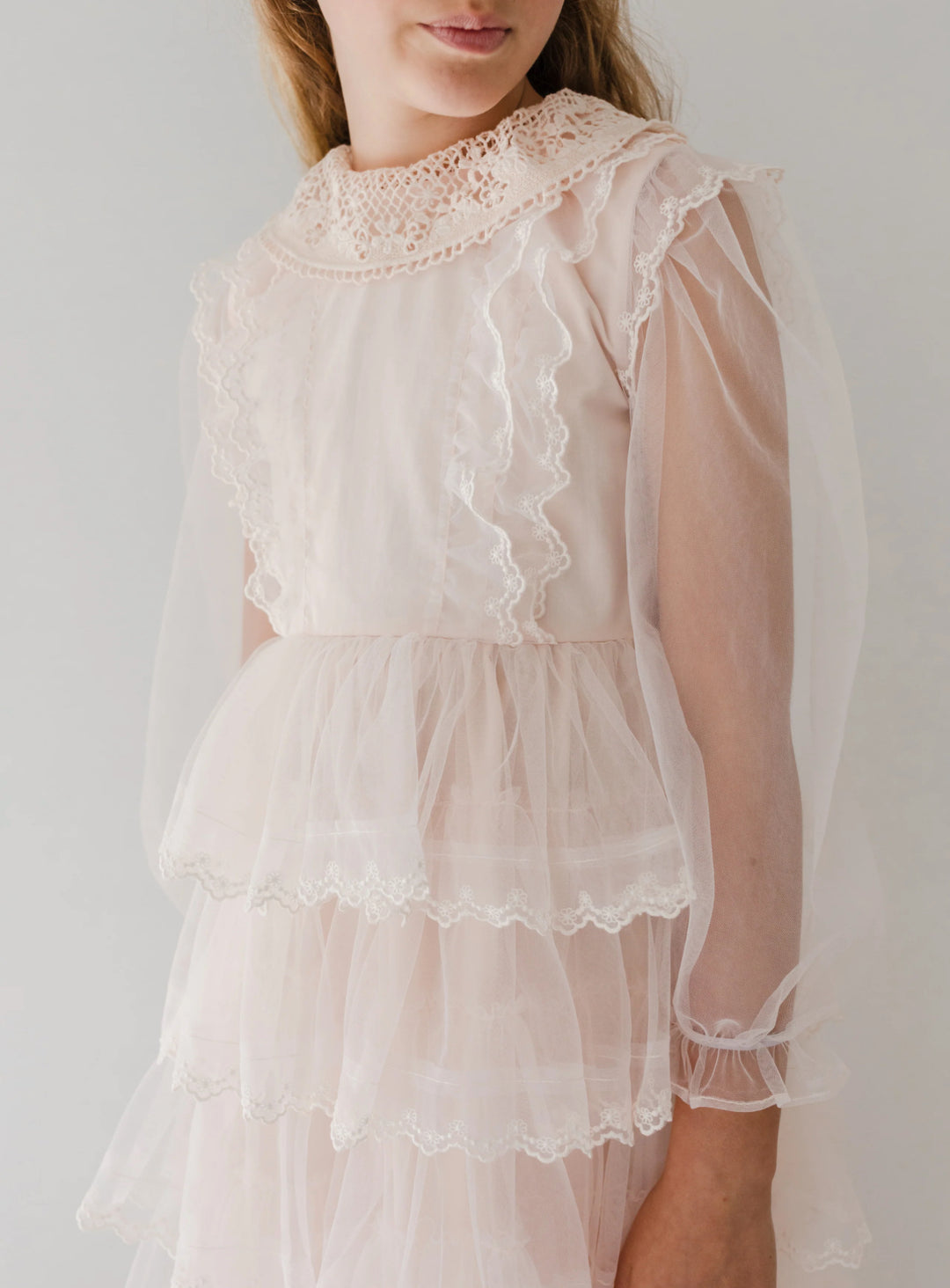 1202-Crochet Collar Tulle Gown-Petal