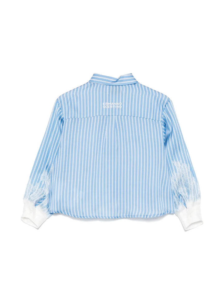 SFCA027-STRIPE BLOUSE SATIN-White/Blue