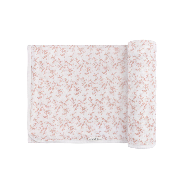 VELOUR VINE PATTERN- PINK/IVORY -MUSLIN SWADDLE