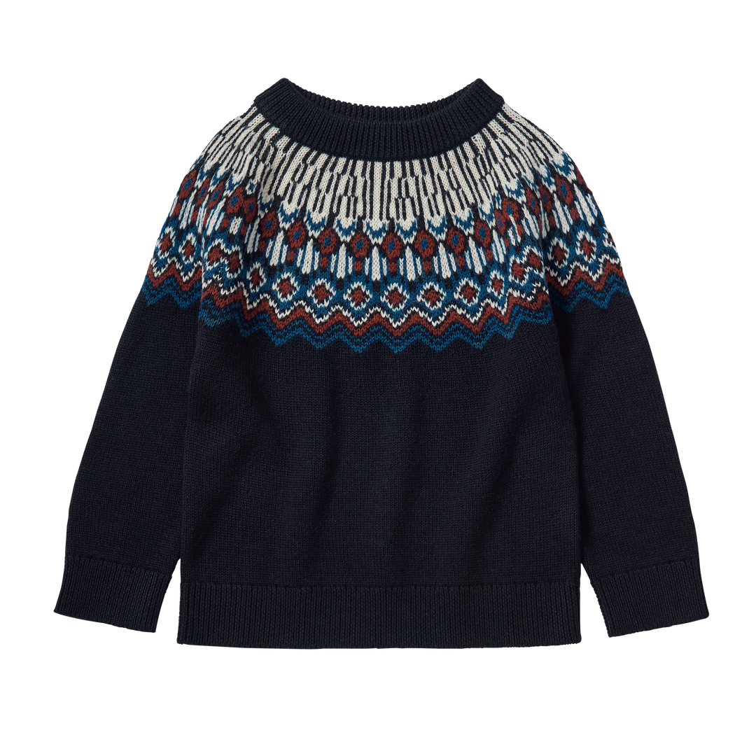 3124-FAIR ISLE SWEATER-Dark Navy