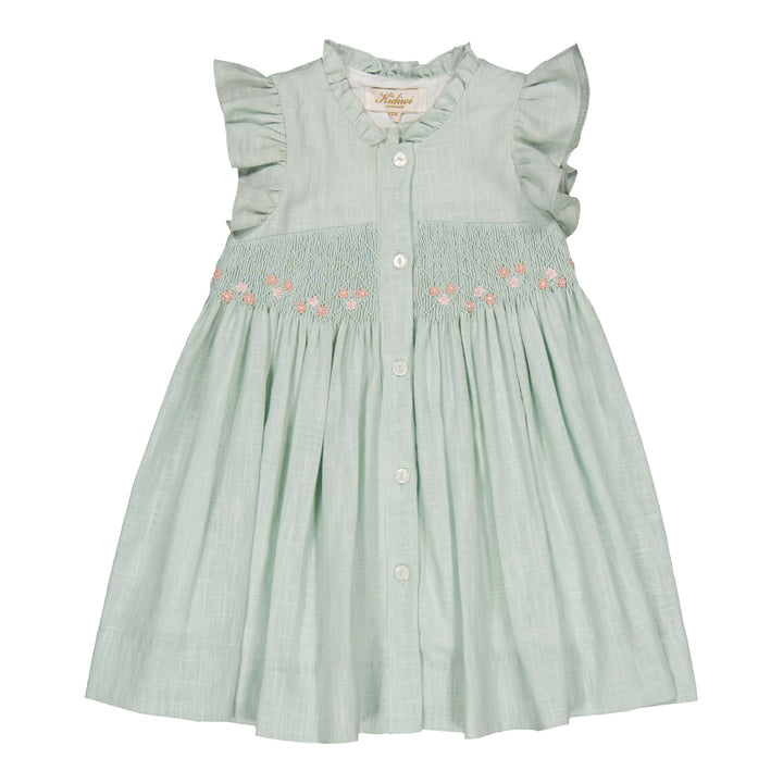 34031-LOLYNE CUSTOM 3/4 SLV DRESS-Mint Linen