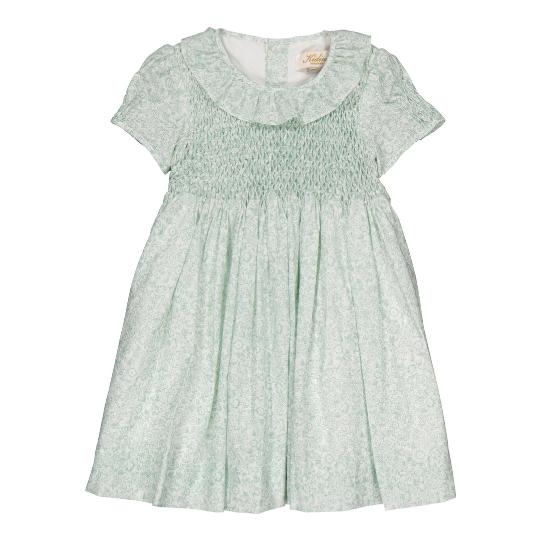 34061-Domitille SMOCKED DRESS-Green Print