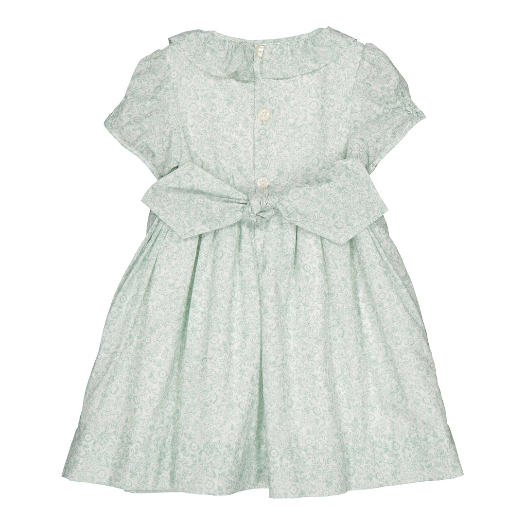 34061-Domitille SMOCKED DRESS-Green Print