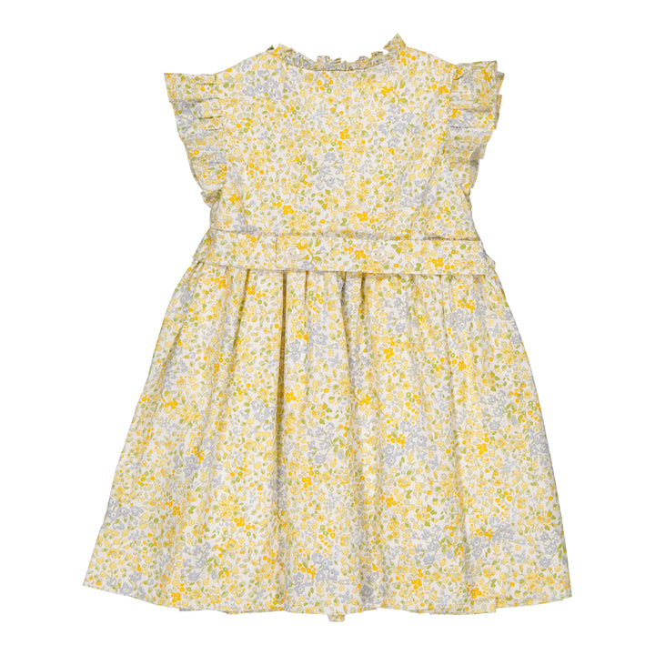 34171-LOLYNE SMOCKED DRESS-Ditsy Yellow/Blue Print