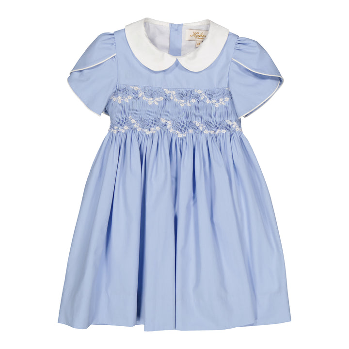 34181-CLEMENCE SMOCKED DRESS-Cornflower Poplin