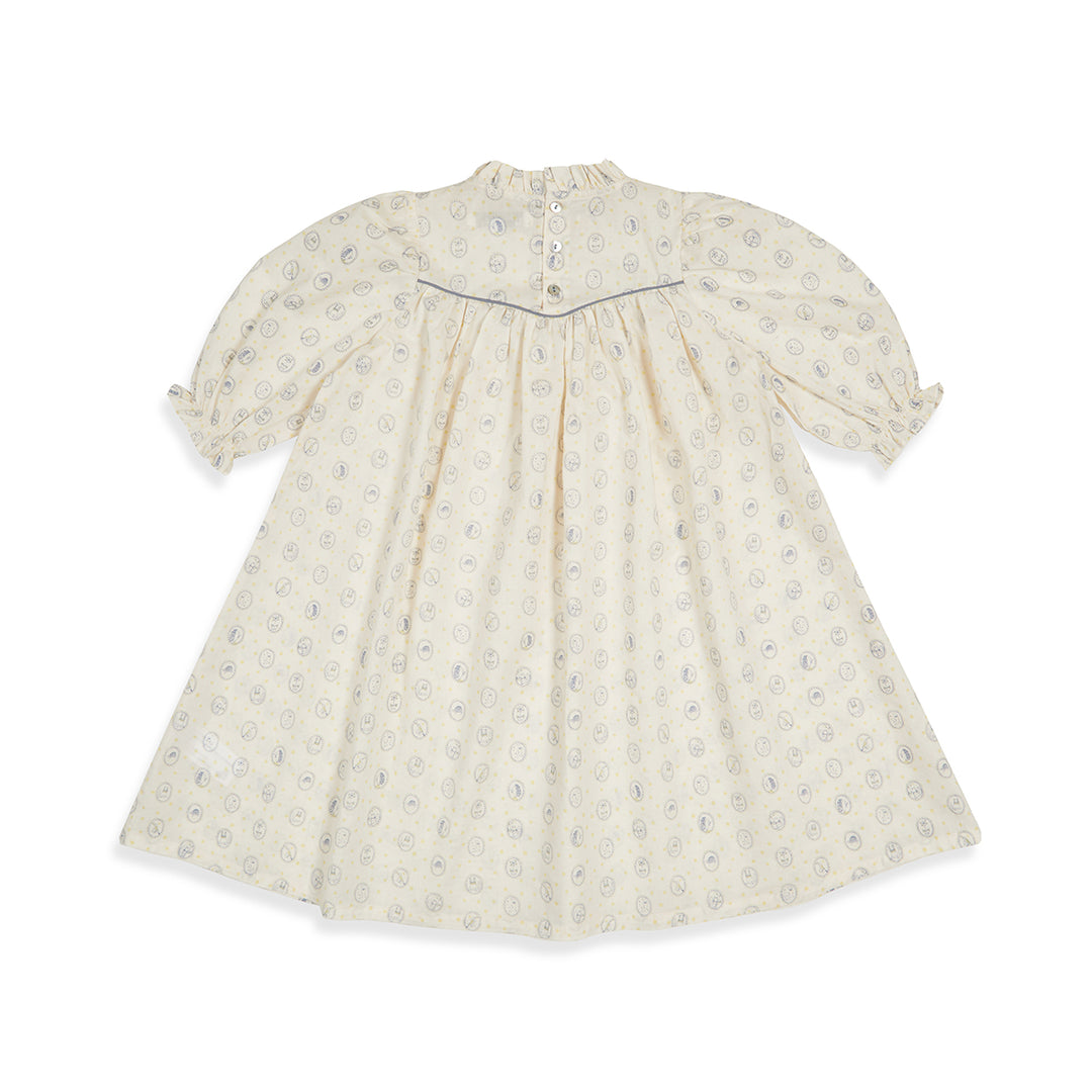 BNG24S13009-Ecru Abigail Frill Dress