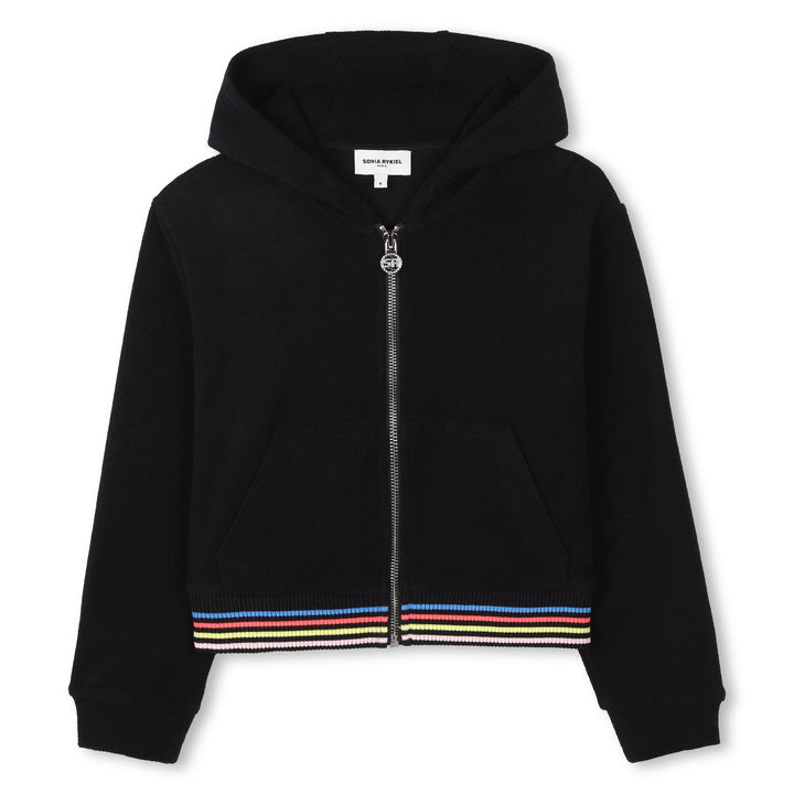 A00317-TERRY TOWEL ZIP UP HOODIE-Black