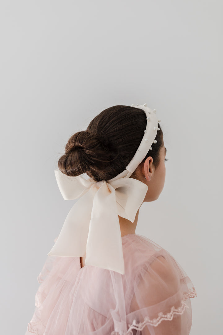 A5-Satin Pearl Headband-Cream