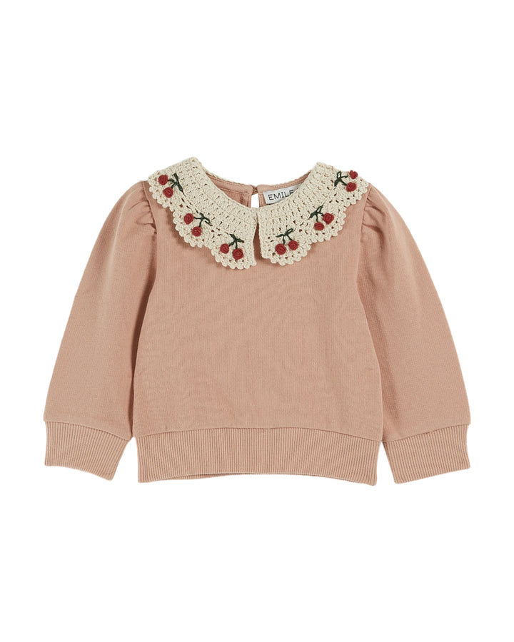 AA001-EMBROIDERED COLLAR SWEATSHIRT-BLUSH