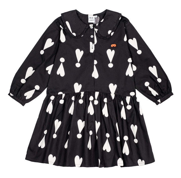 BL004-Black Exclamation Hearts Collar Dress