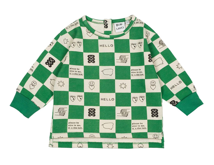 BL025-True Green Comic Book Check Baby Sweater