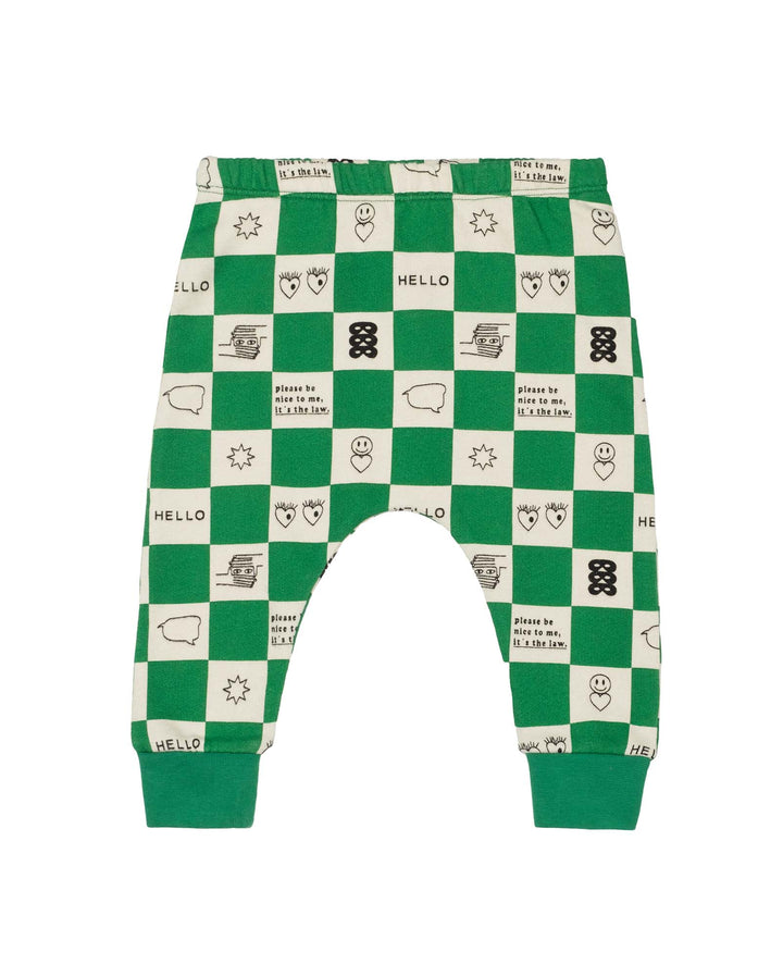 BL026-True Green Comic Book Check Baby Sweatpants